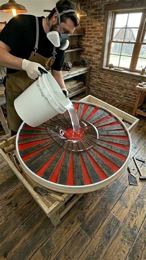 Amazing DIY Red Epoxy Resin Table Build 🪵🔴