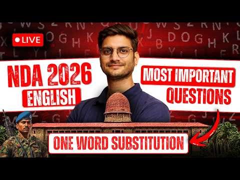 NDA English 2026 | One Word Substitution | Most Imp Questions | English Paper | Marathon Class