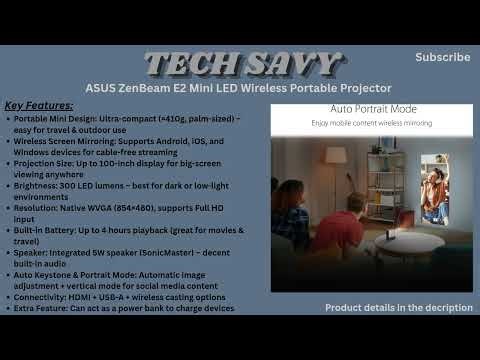 ASUS ZenBeam E2 Mini Projector Review – Portable Wireless LED Projector with Battery & Speakers