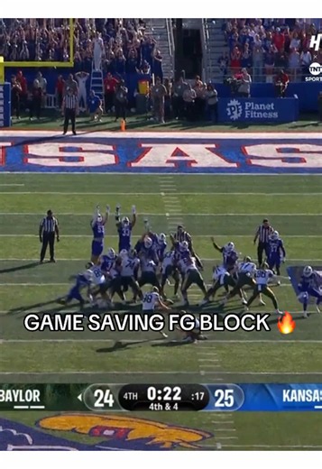 KANSAS HOLDS ON TO UPSET BAYLOR. 🤯 #cfb #collegefootball #wow #block #kansas