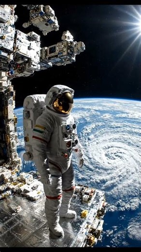 Walking Above a Storm 🌍😳 #space #earth #astronaut #storm #spacevideo