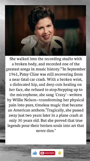 How Patsy Cline Recorded "Crazy" with a Broken Body and Made Music History!