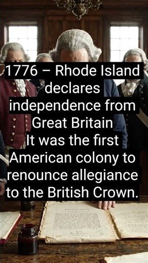 1776 – Rhode Island declares independence from Great BritainIt was the first American colony to