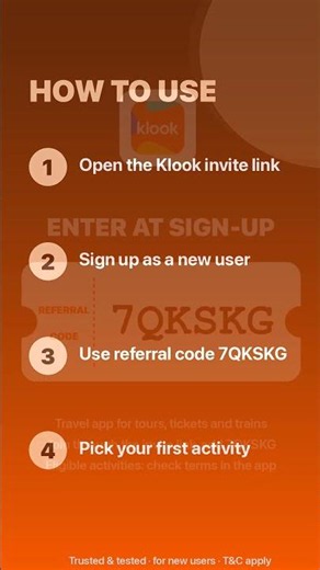 Klook Referral Code 7QKSKG – ₹400 Off Your First Activity
