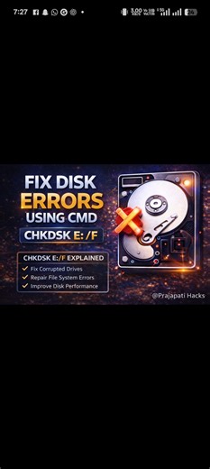 CHKDSK E: /F | Fix Disk Errors Using CMD (Windows) In this powerful Windows Command Prompt tutorial, you will learn how to use the command chkdsk E: /f to scan and fix file system errors on a specific drive. CHKDSK (Check Disk) is a built-in Windows utility used to detect logical file system errors and repair them automatically. This command is extremely useful when a drive becomes slow, corrupted, or shows unexpected errors. No third-party software is required — this is a native Windows CMD dis