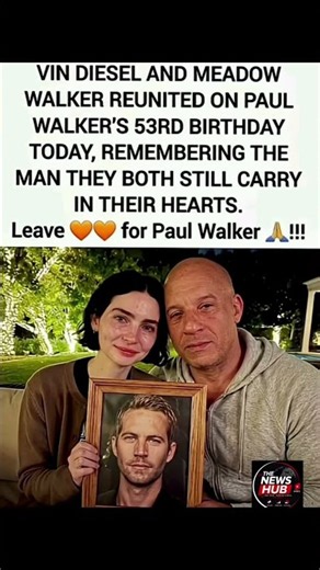 Vin Diesel and Meadow Walker Reunite on Paul Walker's 53rd Birthday ❤️🙏.#shorts