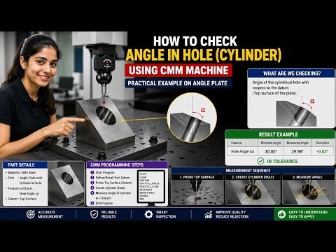 How to Measure Angled Hole (Cylinder) on CMM Machine | Complete Programming Tutorial 💯✅