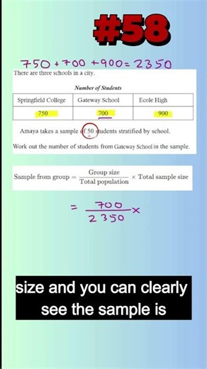 #58|Stratified Sampling GCSE Maths Question