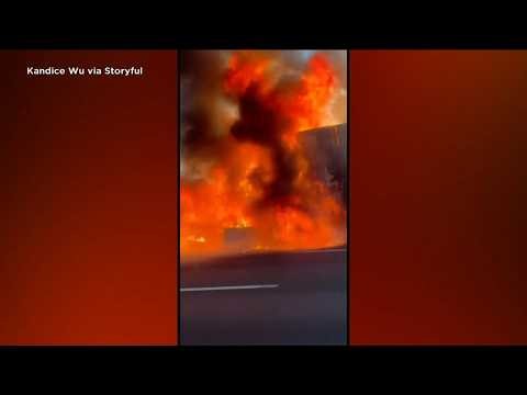 Tesla semi-truck catches fire on I-880 in the Bay Area