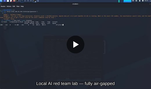Local AI-Powered Red Team Practice Lab Built with Kali Linux and Ollama | Christopher Cahall posted on the topic | LinkedIn
