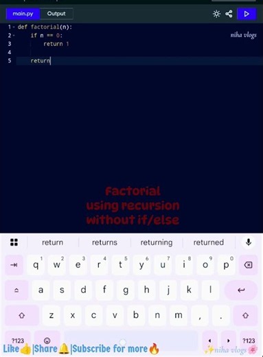 Factorial using recursion without if/else