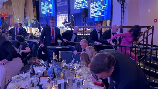 President Donald Trump and Melania rushed off stage after gunshots heard at White House Correspondents' Dinner