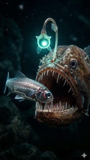 Anglerfish vs Lanternfish#animalfacts #wildanimals #seaanimals #fish