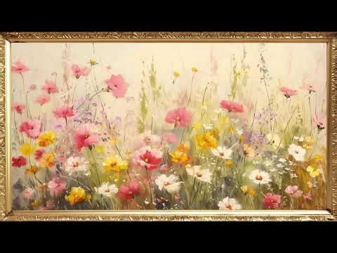 Framed Floral TV Art 4K | Vintage Wildflower Oil Painting Screensaver | Elegant Home Decor