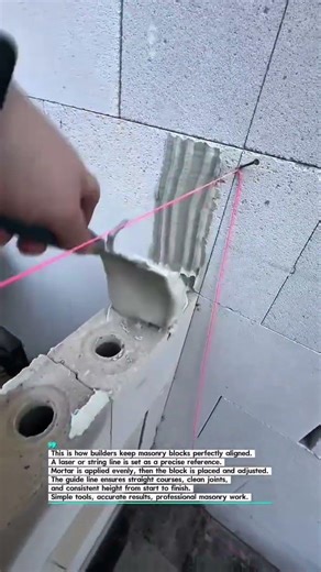 Laser Line Masonry Block Install | Perfect Alignment Every Time #masonry #construction #laserlevel