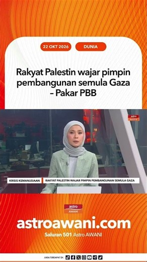 Rakyat Palestin wajar pimpin pembangunan semula Gaza – Pakar PBB