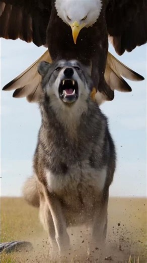 Bald Eagle vs Gray Wolf – Sky vs Ground Battle 🦅🐺