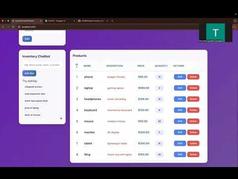 Full Stack Inventory System with Chatbot | FastAPI, PostgreSQL, React (CRUD + APIs)