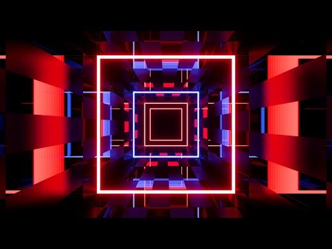 4K Abstract neon Blue & Red Color light Square Tunnel VJ Motion Background Free VJ Loops For Edits