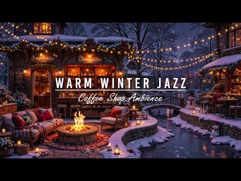 Outdoor Coffee Shop Ambience & Warm Winter Jazz Music ❄️ Jazz Relaxing Music for Working, Good Mood