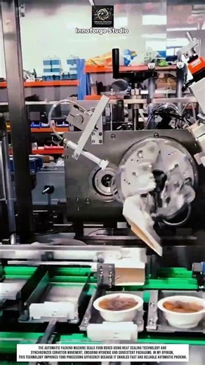 Packing Food Boxes Using Automatic Machine With Sealing Technology For Efficiency