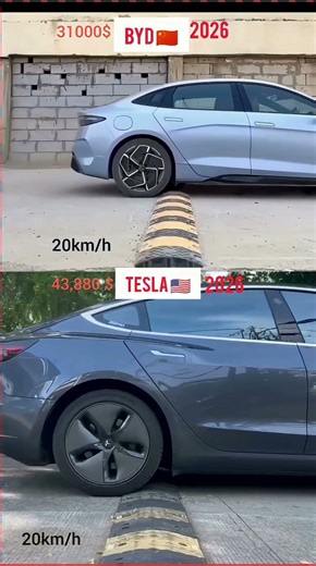 BYD vs Tesla ⚠️ Speed Bump | Which Ride Feels Smoother?