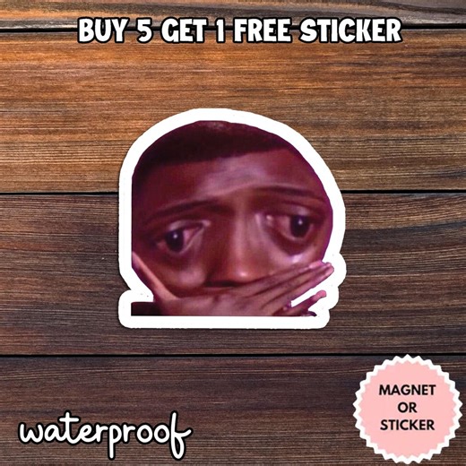 Sad Reaction Meme Sticker, Funny Crying Face Meme Decal, Viral Aesthetic Sticker, Waterproof Vinyl Laptop Sticker, Meme Magnet Gift - Etsy