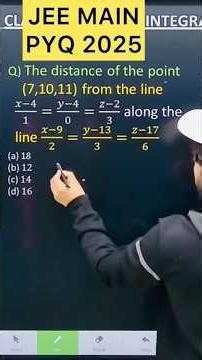 Q) The distance of the point (7,10,11) from the line (𝑥−4)/1=(𝑦−4)/0=(𝑧−2)/3 along the line