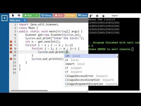 Java Programming Session 8 Pattern 2 Number Square Pattern