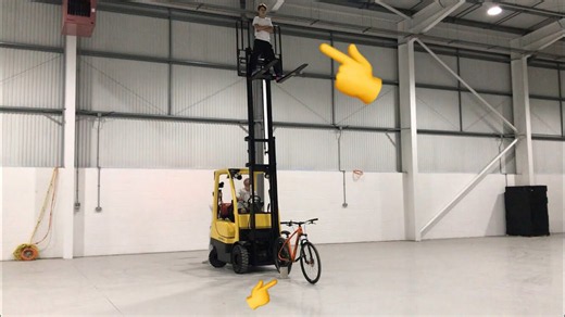 Little Harry takes on a crazy forklift vs MTB challenge