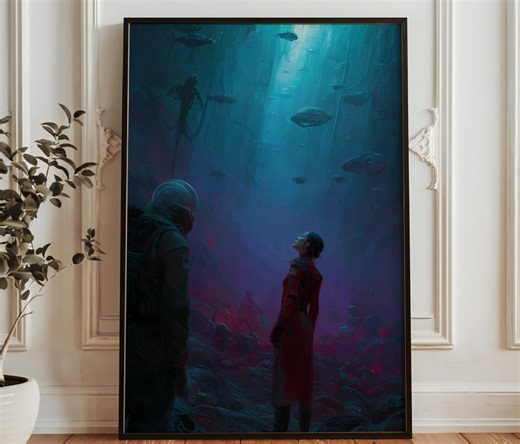 Alien World Exploration Wall Art - Cosmic Sci-fi Poster - Futuristic Space Landscape Decor - Etsy