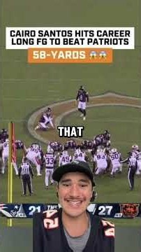 Cairo Santos set his career long with a 58 yard field goal vs the Patriots