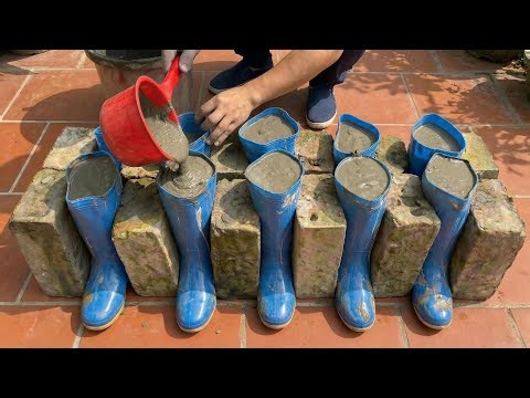 Pour Cement into Rubber Boots and see what most people don't even imagine happens! Creation Tips
