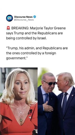 🚨 BREAKING: Marjorie Taylor Greene says Trump and the Republicans are being controlled by Israel.