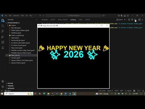 Happy New Year 2026 Animation in Python Turtle | Fireworks & Text Animation 🎆