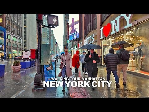 New York Manhattan Winter Walk, Broadway, SoHo, Union Square, 5th Avenue and 6th Avenue, USA, 4K