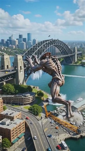 ALIEN TITAN: SYDNEY’S ICONS CRUSHED IN A HOLLYWOOD MONSTER RAMPAGE 💥👽 #AlienAttack #HollywoodBTS