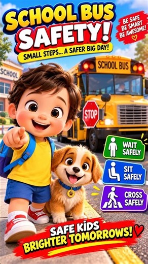 🚌 STOP! Does Your Child Know These School Bus Safety Rules? 😱👶🐶 #kidslearningvideos #safetyrules
