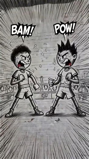 Pencil Sketch of Two Boxers Fighting | Notepad Drawing | Boxing Art P1