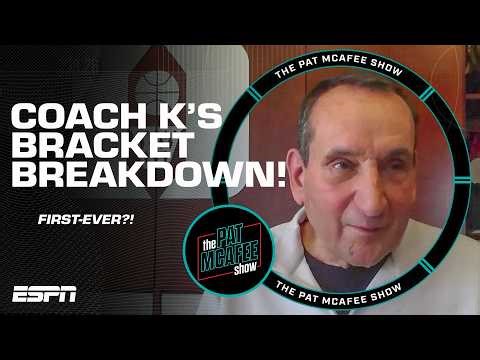 Coach K's FIRST-EVER public March Madness bracket breakdown 🔥 | The Pat McAfee Show