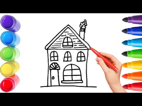 How To Draw cute house Drawing, Painting & Coloring For Kids and Toddlers_ Child Art