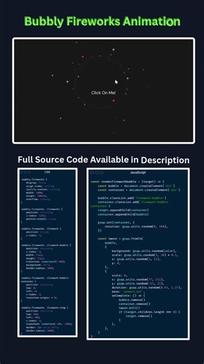 Bubbly Fireworks Animation with GSAP 🎆 | HTML CSS JavaScript UI Effect