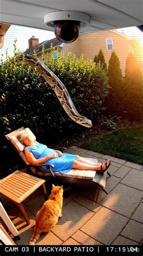 Hero Cat Saves Sleeping Woman From Giant Python – Shocking CCTV Moment! #shorts #python #woman #cat