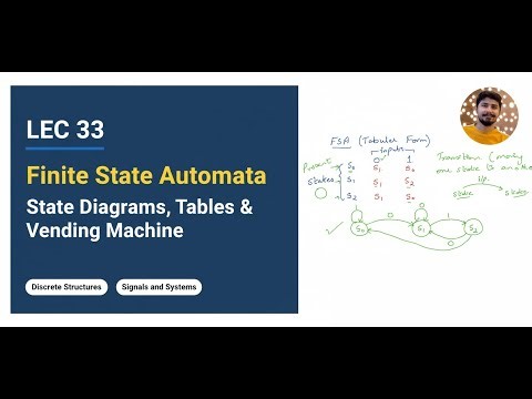Lec 33: Finite State Automata (FSA) | State Diagrams, Tables & Vending Machine Case Study
