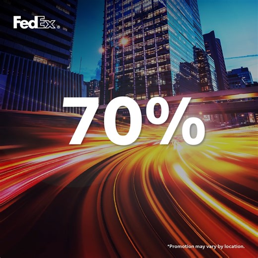 Open a new FedEx account and save up to 70% on shipping. 🚚💨 Plus, get free supplies, personalized rates, and tools to ship faster, smarter and with ease! https://bit.ly/4qMvh9v *Promotion may vary by location. Terms and conditions apply. | FedEx