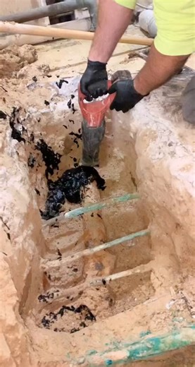 This plumber in his neon shirt is sawzalling through the pipe in the concrete floor when black sludge suddenly explodes everywhere, covering him head to toe as he stands up laughing as they hoped to be nearly completely done with the entire job.Have you ever ended up covered head to toe in any thing like that, or is this exactly why some days on the job make you question every life choice that led you there?