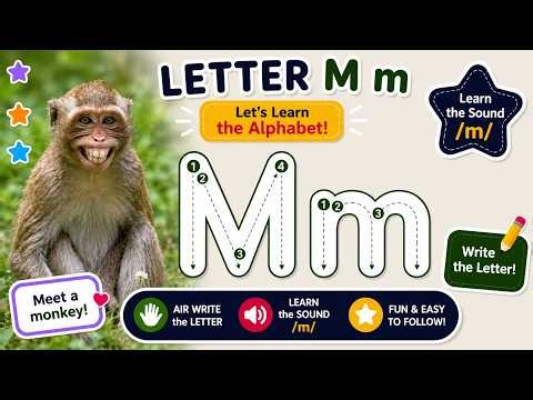 Letter M | Learn the Letter M Sound, Formation & Writing Practice | Monkey