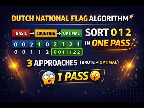 Dutch National Flag Algorithm🚀|Sort 0 1 2 in One Pass(3 Approaches)#dsa #coding #interview #leetcode