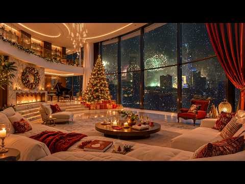 Christmas Jazz 2026 🎄 Cozy Fireplace & Snowy City Night | Relaxing Christmas Jazz Music
