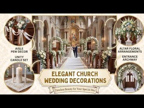 Elegant! 💒 Church Wedding Decorations 2026 with Floral Aisle, Pew Bows & Altar Styling Ideas